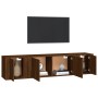 TV furniture set 3 pieces brown oak plywood by vidaXL, TV Furniture - Ref: Foro24-3188421, Price: 131,49 €, Discount: %