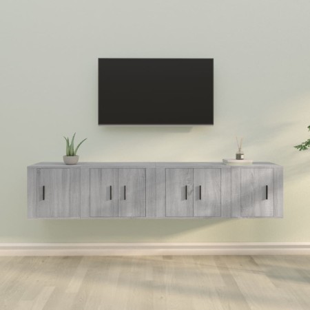 TV furniture set 4 pieces in gray Sonoma plywood by vidaXL, TV Furniture - Ref: Foro24-3188436, Price: 133,54 €, Discount: %