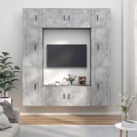 TV furniture set, 8 pieces, gray concrete plywood by vidaXL, TV Furniture - Ref: Foro24-3188642, Price: 381,05 €, Discount: %