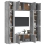 TV furniture set, 8 pieces, gray concrete plywood by vidaXL, TV Furniture - Ref: Foro24-3188642, Price: 377,99 €, Discount: %