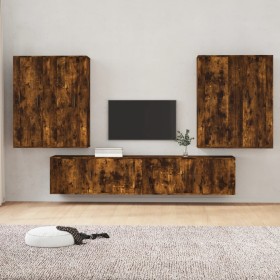 TV furniture set 6 pieces smoked oak plywood by vidaXL, TV Furniture - Ref: Foro24-3188867, Price: 373,73 €, Discount: %