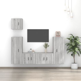 TV furniture set 5 pieces Sonoma gray plywood by vidaXL, TV Furniture - Ref: Foro24-3188788, Price: 212,99 €, Discount: %