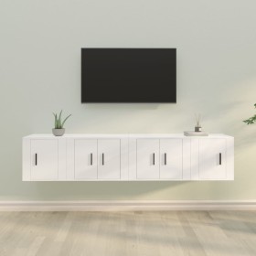 4-piece white plywood TV furniture set by vidaXL, TV Furniture - Ref: Foro24-3188430, Price: 122,99 €, Discount: %