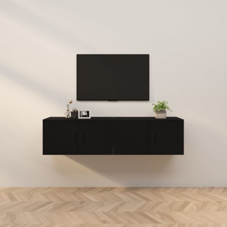 Wall-mounted TV furniture 2 units black 80x34.5x40 cm by vidaXL, TV Furniture - Ref: Foro24-3188351, Price: 121,99 €, Discoun...