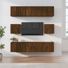 TV furniture set, 8 pieces, brown oak plywood by vidaXL, TV Furniture - Ref: Foro24-3188677, Price: 316,99 €, Discount: %