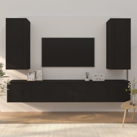 6-piece black plywood TV furniture set by vidaXL, TV Furniture - Ref: Foro24-3188839, Price: 281,00 €, Discount: %