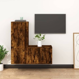 TV furniture set 2 pieces smoked oak plywood by vidaXL, TV Furniture - Ref: Foro24-3188723, Price: 90,05 €, Discount: %