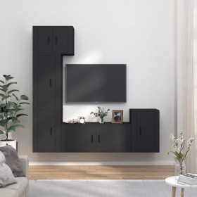 5-piece black plywood TV furniture set by vidaXL, TV Furniture - Ref: Foro24-3188623, Price: 224,59 €, Discount: %