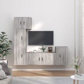 TV furniture set 5 pieces Sonoma gray plywood by vidaXL, TV Furniture - Ref: Foro24-3188636, Price: 206,99 €, Discount: %