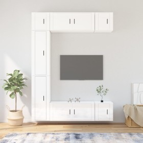 TV-Möbelset 7-teilig aus glänzend weißem Sperrholz von vidaXL, TV-Möbel - Ref: Foro24-3188824, Preis: 373,78 €, Rabatt: %