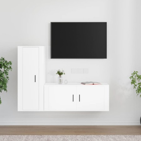 2-piece white plywood TV furniture set by vidaXL, TV Furniture - Ref: Foro24-3188734, Price: 115,80 €, Discount: %