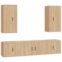 TV furniture set 5 pieces Sonoma oak plywood by vidaXL, TV Furniture - Ref: Foro24-3188681, Price: 207,99 €, Discount: %