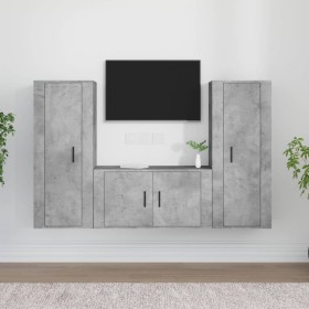 TV furniture set 3 pieces concrete gray plywood by vidaXL, TV Furniture - Ref: Foro24-3188754, Price: 174,14 €, Discount: %