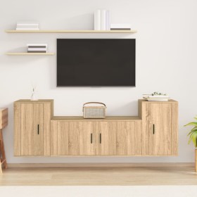 TV furniture set 3 pieces sonoma oak plywood by vidaXL, TV Furniture - Ref: Foro24-3188513, Price: 132,99 €, Discount: %