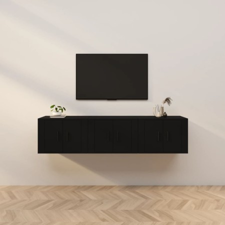 Wall TV furniture 3 pcs black 57x34.5x40 cm by vidaXL, TV Furniture - Ref: Foro24-3188343, Price: 126,48 €, Discount: %