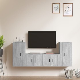 TV furniture set 4 pieces concrete gray plywood by vidaXL, TV Furniture - Ref: Foro24-3188554, Price: 166,08 €, Discount: %