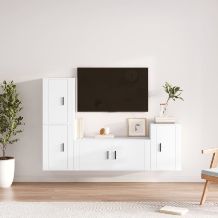 4-piece white plywood TV furniture set by vidaXL, TV Furniture - Ref: Foro24-3188598, Price: 173,31 €, Discount: %