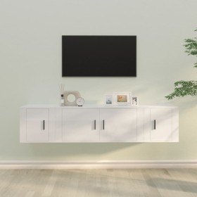 TV furniture set 3 pieces glossy white plywood by vidaXL, TV Furniture - Ref: Foro24-3188416, Price: 121,98 €, Discount: %