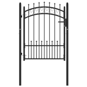 Puerta de valla con picos acero negro 100x125 cm de vidaXL, Puertas de jardín - Ref: Foro24-146389, Precio: 191,99 €, Descuen...