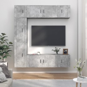 TV-Möbelset 7-teilig aus betongrauem Sperrholz von vidaXL, TV-Möbel - Ref: Foro24-3188650, Preis: 324,96 €, Rabatt: %