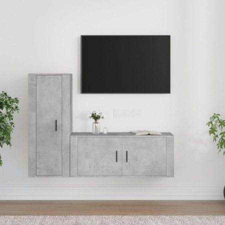 TV furniture set 2 pieces concrete gray plywood by vidaXL, TV Furniture - Ref: Foro24-3188738, Price: 121,07 €, Discount: %