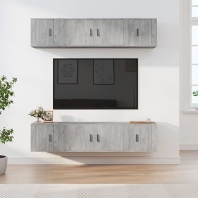 TV furniture set 6 pieces concrete gray plywood by vidaXL, TV Furniture - Ref: Foro24-3188658, Price: 216,55 €, Discount: %