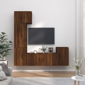 TV furniture set 5 pieces brown oak plywood by vidaXL, TV Furniture - Ref: Foro24-3188629, Price: 236,75 €, Discount: %