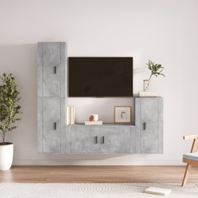 TV furniture set 4 pieces concrete gray plywood by vidaXL, TV Furniture - Ref: Foro24-3188594, Price: 202,99 €, Discount: %