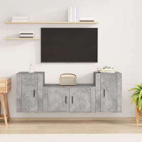 3-piece TV furniture set made of gray concrete plywood. by vidaXL, TV Furniture - Ref: Foro24-3188506, Price: 117,33 €, Disco...