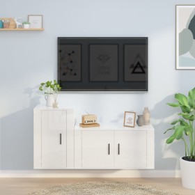 TV furniture set 2 pieces glossy white plywood by vidaXL, TV Furniture - Ref: Foro24-3188464, Price: 89,12 €, Discount: %