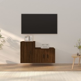 TV furniture set 2 pieces brown oak plywood by vidaXL, TV Furniture - Ref: Foro24-3188397, Price: 86,99 €, Discount: %