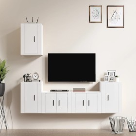 TV furniture set 5 pieces glossy white plywood by vidaXL, TV Furniture - Ref: Foro24-3188568, Price: 185,81 €, Discount: %