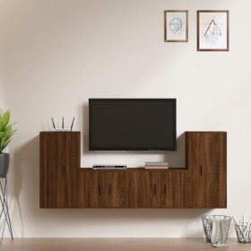 TV-Möbelset 4-teilig aus eichenbraunem Sperrholz von vidaXL, TV-Möbel - Ref: Foro24-3188557, Preis: 184,99 €, Rabatt: %