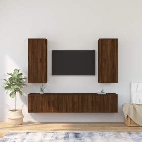 TV furniture set 4 pieces oak brown plywood by vidaXL, TV Furniture - Ref: Foro24-3188853, Price: 254,25 €, Discount: %