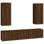 TV furniture set 4 pieces oak brown plywood by vidaXL, TV Furniture - Ref: Foro24-3188853, Price: 254,25 €, Discount: %