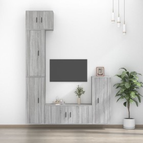 TV furniture set 5 pieces Sonoma gray plywood by vidaXL, TV Furniture - Ref: Foro24-3188804, Price: 250,59 €, Discount: %