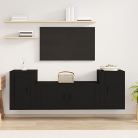 3-piece black plywood TV furniture set by vidaXL, TV Furniture - Ref: Foro24-3188511, Price: 135,99 €, Discount: %