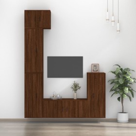 TV furniture set 5 pieces brown oak plywood by vidaXL, TV Furniture - Ref: Foro24-3188805, Price: 280,93 €, Discount: %