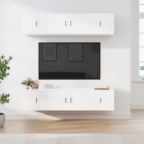 TV furniture set, 6 pieces, glossy white plywood by vidaXL, TV Furniture - Ref: Foro24-3188656, Price: 241,50 €, Discount: %