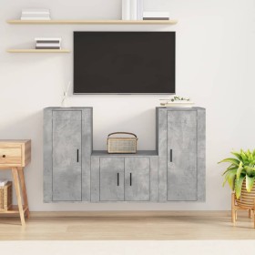 Set de muebles de TV 3 pzas madera contrachapada gris hormigón de vidaXL, Muebles TV - Ref: Foro24-3188522, Precio: 131,59 €,...