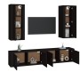 Black plywood 4-piece TV furniture set by vidaXL, TV Furniture - Ref: Foro24-3188847, Price: 236,64 €, Discount: %