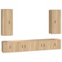 TV furniture set, 6 pieces, oak plywood, Sonoma oak. by vidaXL, TV Furniture - Ref: Foro24-3188841, Price: 278,05 €, Discount: %