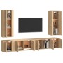 TV furniture set, 6 pieces, oak plywood, Sonoma oak. by vidaXL, TV Furniture - Ref: Foro24-3188841, Price: 278,05 €, Discount: %