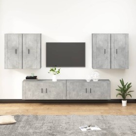 TV furniture set 6 pieces concrete gray plywood by vidaXL, TV Furniture - Ref: Foro24-3188714, Price: 348,99 €, Discount: %