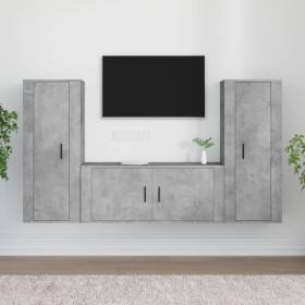 Set de muebles de TV 3 pzas madera contrachapada gris hormigón de vidaXL, Muebles TV - Ref: Foro24-3188762, Precio: 169,99 €,...