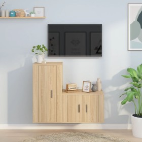 TV furniture set, 2 pieces, oak Sonoma plywood. by vidaXL, TV Furniture - Ref: Foro24-3188457, Price: 88,99 €, Discount: %