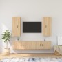 TV furniture set 4 pieces Sonoma oak plywood by vidaXL, TV Furniture - Ref: Foro24-3188849, Price: 242,93 €, Discount: %