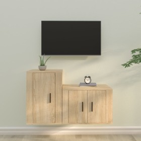 TV furniture set 2 pieces sonoma oak plywood by vidaXL, TV Furniture - Ref: Foro24-3188449, Price: 82,03 €, Discount: %