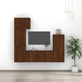 TV furniture set 5 pieces brown oak plywood by vidaXL, TV Furniture - Ref: Foro24-3188813, Price: 244,99 €, Discount: %