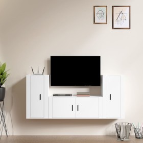 3-piece white plywood TV furniture set by vidaXL, TV Furniture - Ref: Foro24-3188534, Price: 164,58 €, Discount: %